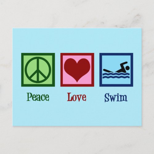 Peace Love Swim Postcard