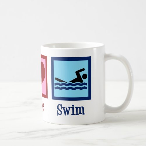 Peace Love Swim Team Cute Swimmer Coffee Mug