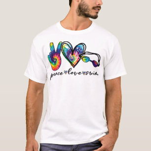 Peace Love Swim Tie Dye Swimmer Swimming Gifts Sum T-Shirt