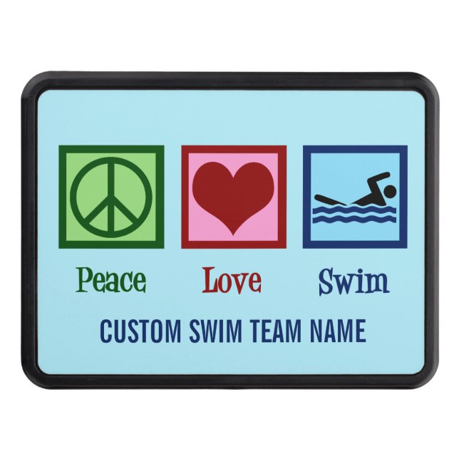 Peace Love Swimming Custom Swim Team Hitch Cover (Front)