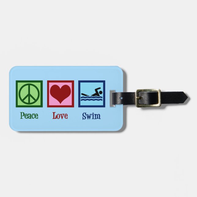 Peace Love Swimming Luggage Tag (Front Horizontal)