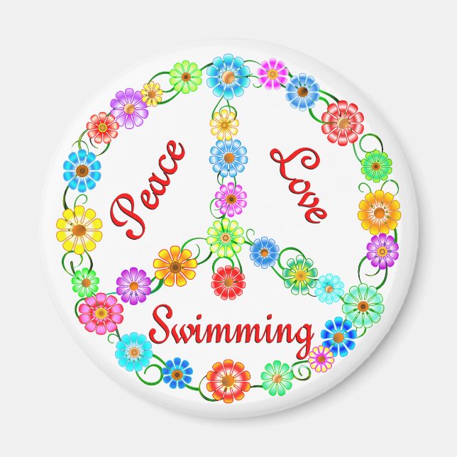 Peace Love Swimming Magnet (Front)