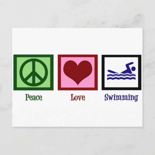 Peace Love Swimming Postcard