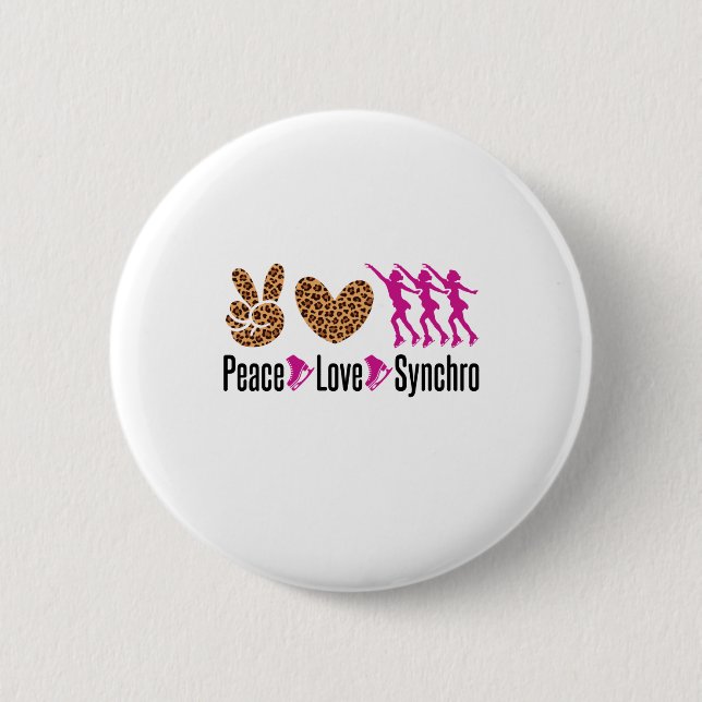 Peace Love Synchro Synchronized Skating Button (Front)