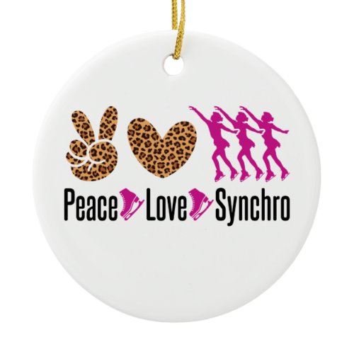 Peace Love Synchro Synchronized Skating Ceramic Ornament