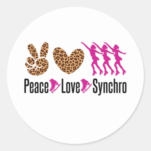 Peace Love Synchro Synchronized Skating Classic Round Sticker
