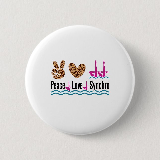 Peace Love Synchro Synchronized Swimming Artistic Button (Front)