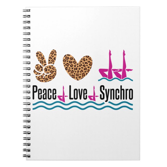 Peace Love Synchro Synchronized Swimming Artistic Notebook (Front)