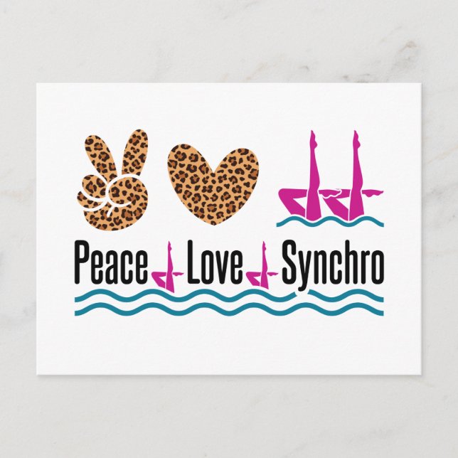 Peace Love Synchro Synchronized Swimming Artistic Postcard (Front)