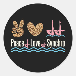 Peace Love Synchro Synchronized Swimming Classic Round Sticker