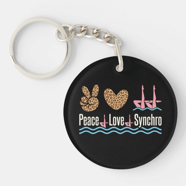 Peace Love Synchro Synchronized Swimming Keychain (Front)