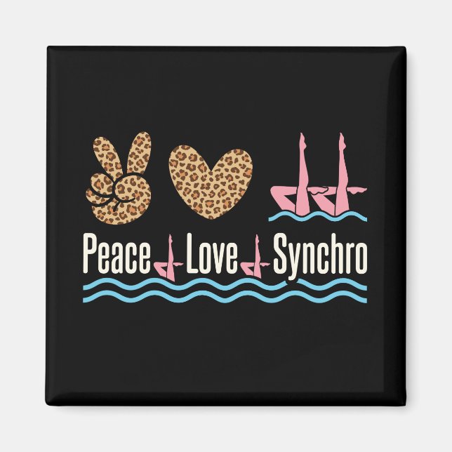 Peace Love Synchro Synchronized Swimming Magnet (Front)