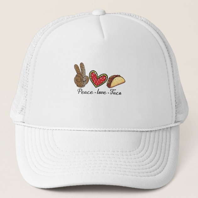 Peace Love Taco Trucker Hat | Zazzle.com