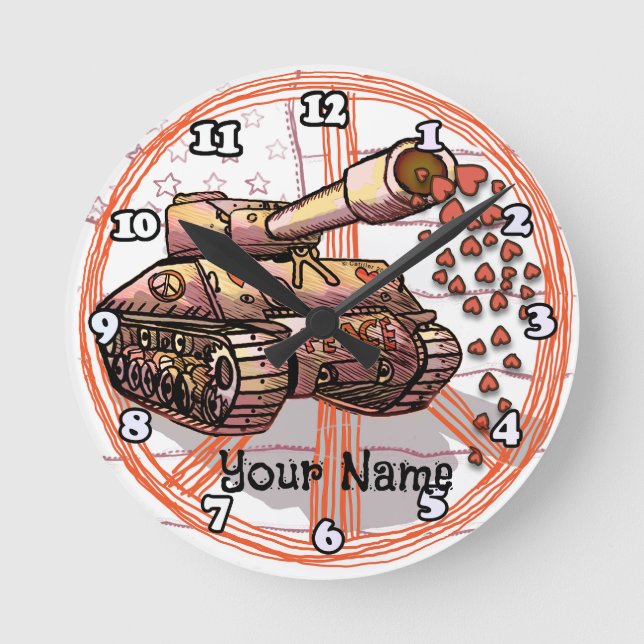 Peace Love Tank  Round Clock (Front)