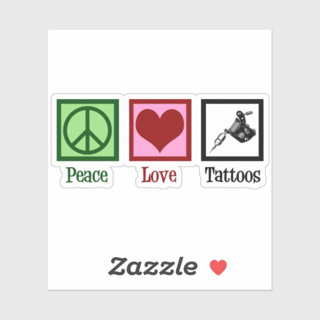 Peace Love Tattoos Cute Tattoo Artist Gun Sticker (Sheet)