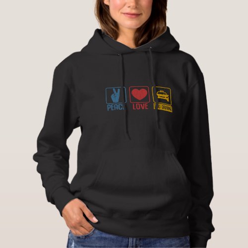 Peace Love Taxi Driving Funny Taxi Driver Cab Love Hoodie