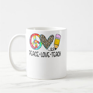 Peace Love Teach Leopard Teacher Back To School 20 Coffee Mug