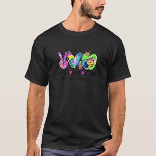 Peace Love Teach Tie Dye Heart Apple School Assist T-Shirt