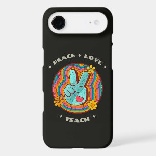 Peace Love Teach Vintage Retro 70s Hippie iPhone 17 Air Case