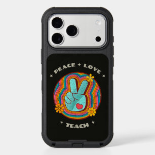 Peace Love Teach Vintage Retro 70s Hippie iPhone 17 Pro Max Case
