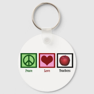 Peace Love Teachers Keychain
