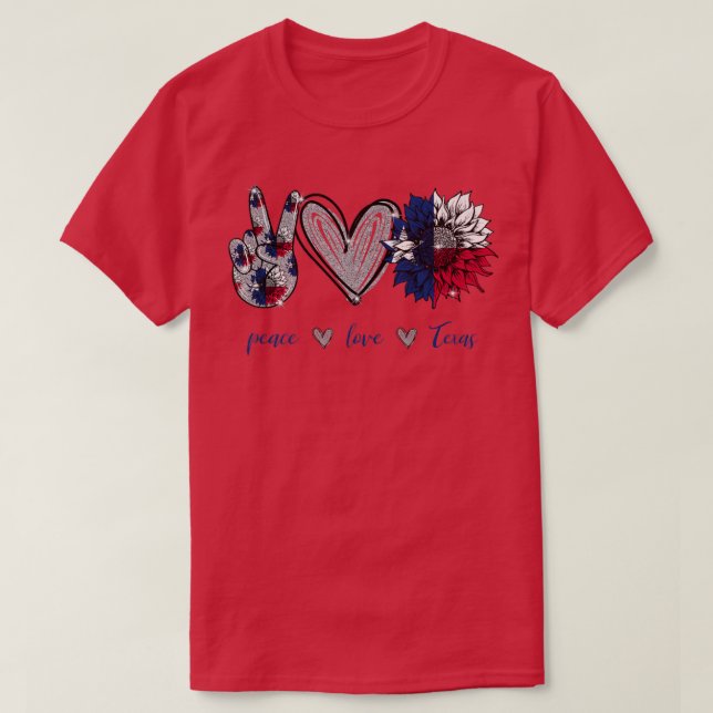 Peace Love Teas Flag Sunflower  T-Shirt (Design Front)