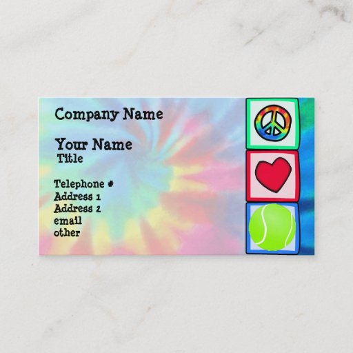 Customizable Peace, Love, Tennis Business Cards