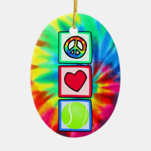 Peace, Love, Tennis Ceramic Ornament