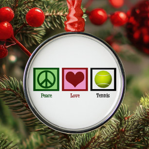 Peace Love Tennis Christmas Metal Ornament