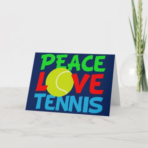Peace Love Tennis Cute Blue Christmas Holiday Card