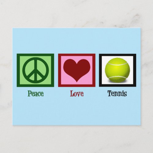 Peace Love Tennis Cute Blue Postcard