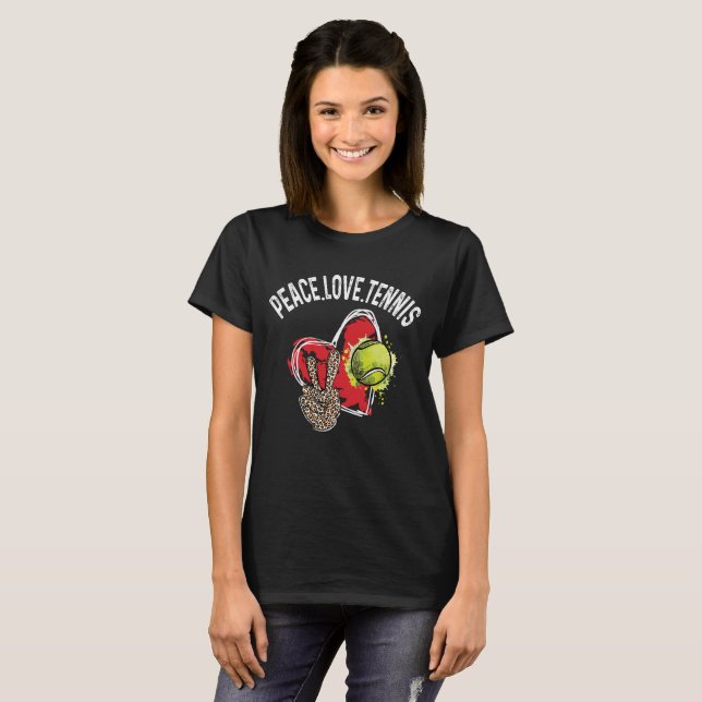 Peace Love Tennis Cute Design for Women Teen Littl T-Shirt (Front Full)
