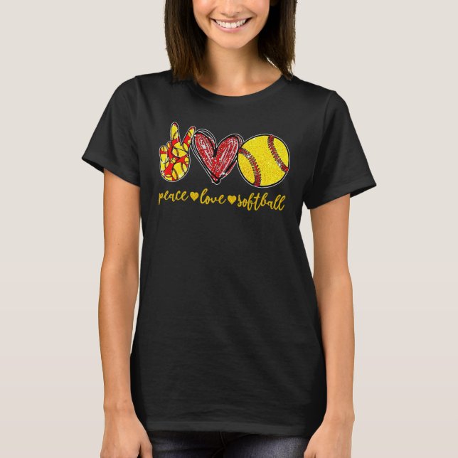 Peace Love Tennis Cute For Women Teen Little Girl T-Shirt (Front)