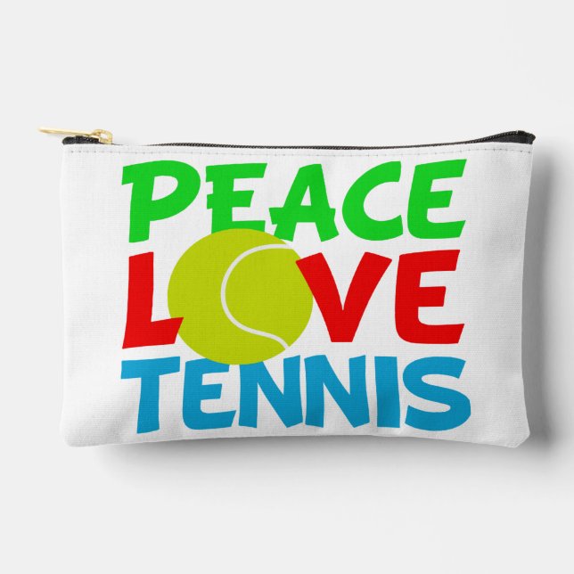 Peace Love Tennis Cute Sports Accessory Pouch (Front)