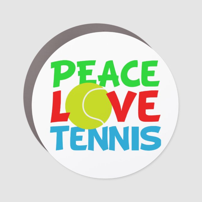 Peace Love Tennis Cute Sports Car Magnet (Front)