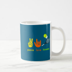 Peace Love Tennis Funny Tennis Lovers Hand Sign De Coffee Mug