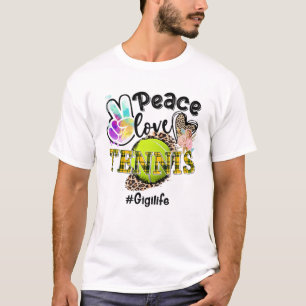 Peace Love Tennis Gigi Life Mom Grandma Leopard T-Shirt