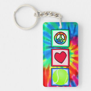 Peace, Love, Tennis Keychain