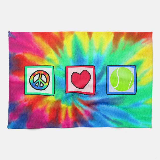 Peace, Love, Tennis Kitchen Towel (Horizontal)