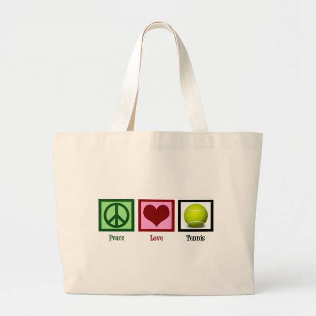 Peace Love Tennis Large Tote Bag (Front)