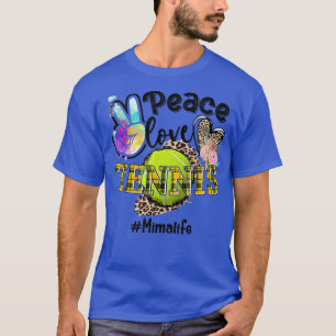 Peace Love Tennis Mima Life Mom Grandma Leopard T-Shirt