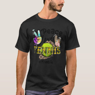 Peace Love Tennis Mom Life Mom Grandma Leopard T-Shirt