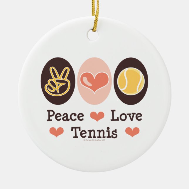Peace Love Tennis Ornament (Front)