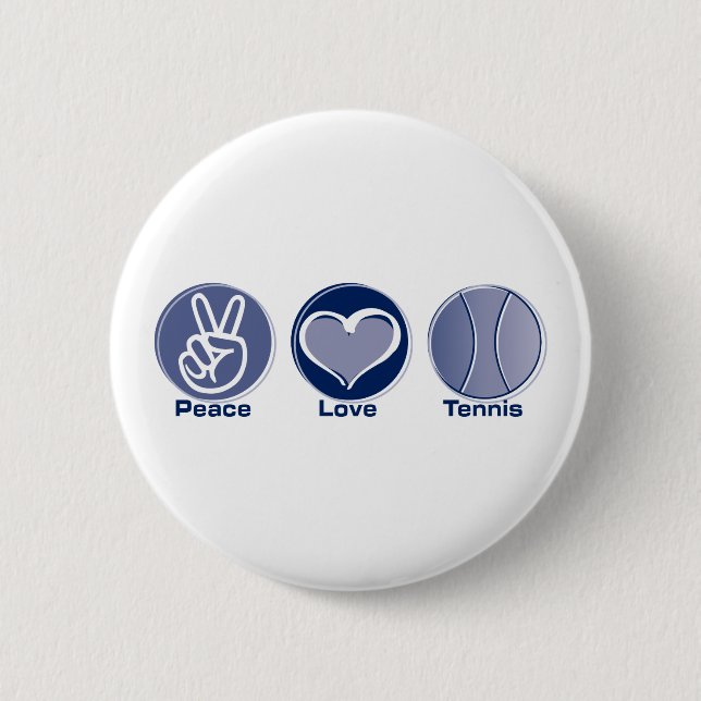 Peace Love Tennis Pinback Button (Front)