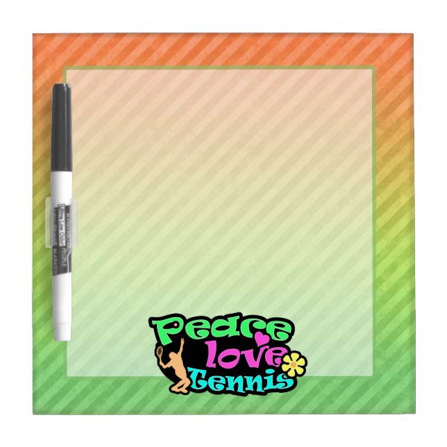 Peace, Love, Tennis; Retro Dry Erase Board (Front)