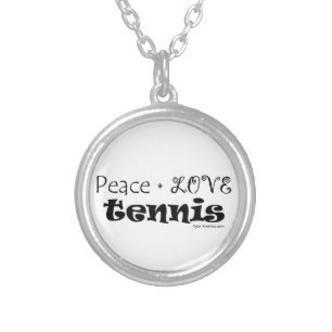 Peace Love Tennis Silver Plated Necklace
