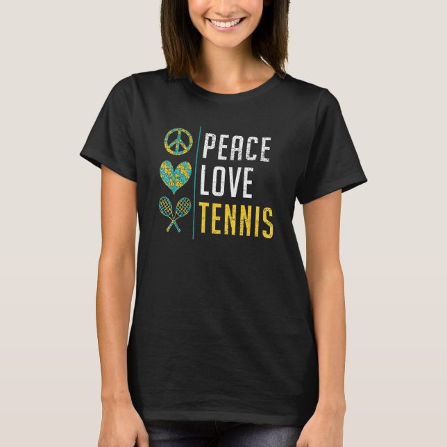 Peace Love Tennis   T-Shirt (Front)