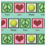 Peace Love Tennis Teal Green Fabric