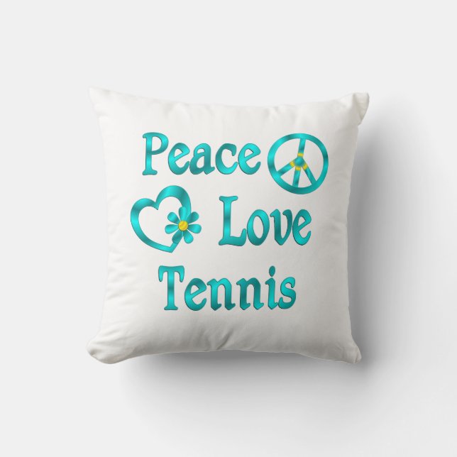 Peace Love Tennis Throw Pillow (Front)