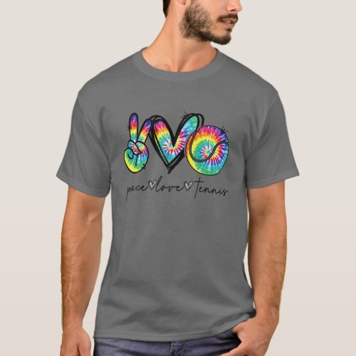 Peace Love Tennis Tie Dye Cute Tennis Lovers T_Shirt